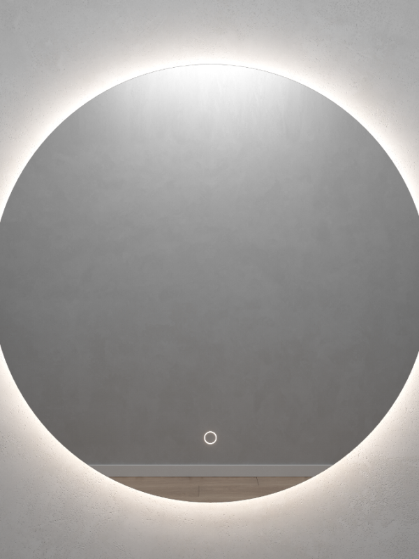 Круглое зеркало 100х100 см, с нейтральной подсветкой, с сенсорной кнопкой